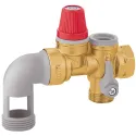 Groupe de sécurité coudé laiton 3/4' pour chauffe-eau jusqu'à 10 kW, agrée NF.
