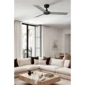 Ventilateur de plafond CRUISER S noir/aluminium, 3 lames, design moderne, Smart