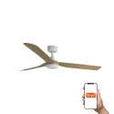 Ventilateur de plafond blanc/érable PUNT M avec 3 lames, design moderne et systè