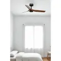 Ventilateur de plafond MINI PUNT S noir/noyer, design moderne, 3 lames, Smart Tu