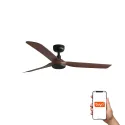 Ventilateur de plafond noir/noyer PUNT M avec 3 lames, design moderne et système