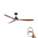 Ventilateur de plafond GOTLAND, design minimaliste, 3 lames marrons, Smart Tuya