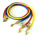 Jeu de 3 flexibles de charge 150cm 1/4 x 5/16' SAE, vanne d'arrêt en métal