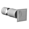 Grille de façade aluminium à auvent avec manchon télescopique, D 160 mm
