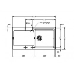 Evier Maris Fragranit MRG 611-97 Platinum 094532