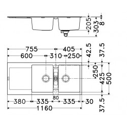 Evier Maris Fragranit MRG 621 Oyster 907860
