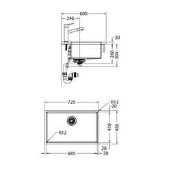 Evier Box inox BXX 110-68 Vidage automatique 653309