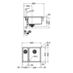 Evier Box inox BXX 160-34-16 Vidage automatique 653286
