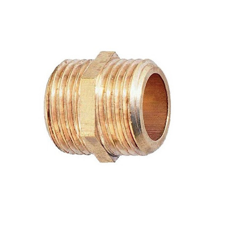 Mamelon plomberie égal laiton brut mâle / mâle 1/2" Ø 15x21 Réf : 03121