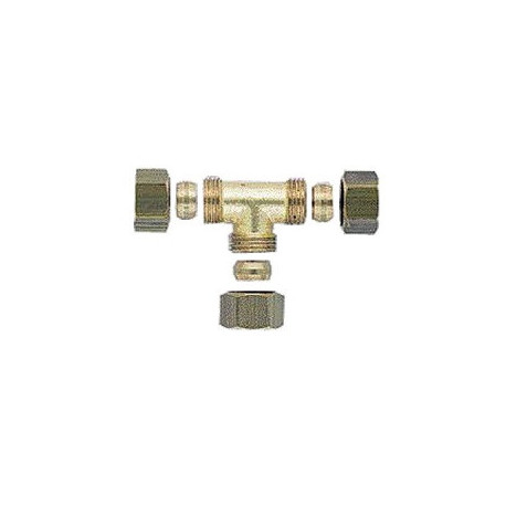 Raccord bicone té égal laiton cuivre / cuivre Ø 14 Réf : D381214