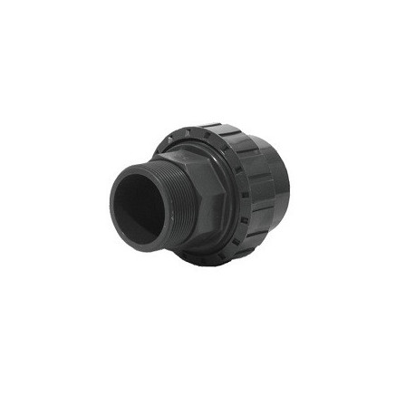 Union fer-PVC pression droit mâle à visser femelle à coller Ø 40x49 50 tout PVC - Réf : BIRV50