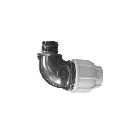 Coude polypropylène 16 bars pour tube PE mâle Ø 26x34 32 - Réf : 3ZGMP321