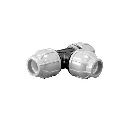 Té pour tube PE en polypropylène serrage extérieur 16 bars Ø 20x20x20 - Réf : 3ZTP20