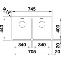 Evier Andano 340/340-IF 745x440 mm Inox 522981