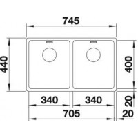 Evier Andano 340/340-U 745x440 mm Manuel Inox 522983