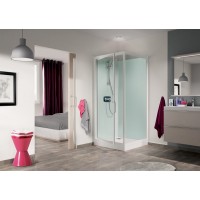 Cabine de douche Kineprime Glass C angle Mécanique Portes pivotantes 80x80 cm