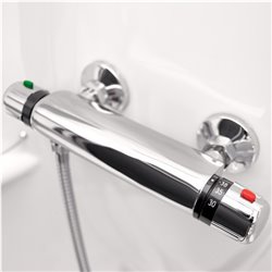 Cabine de douche Kineprime 100x80 cm niche Thermostatique Portes pivotantes Receveur 18 cm Verre transparent