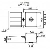 Genea, EV 5091 005 1 bac, 1 égouttoir Alu Mat
