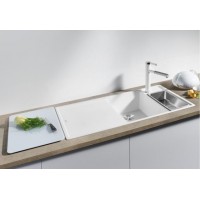 Evier Axia III 6 S Planche verre blanc Blanc, cuve princip. à droite 523477
