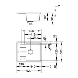 Evier Basis Fragranit BFG 611-62 Platinum 255763