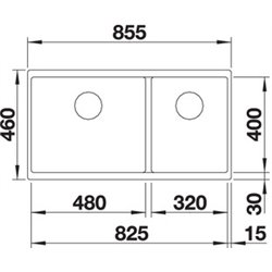 Evier Blanco Subline 480/320-U ref 523584 Anthracite Cuve Double Bonde Manuelle