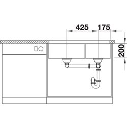 Evier Blanco Subline 480/320-U ref 523584 Anthracite Cuve Double Bonde Manuelle