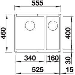 Evier Blanco Subline 340/160-U ref 523552 Blanc Cuve Double Bonde Manuelle