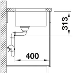 Evier Blanco Subline 320-U ref 523406 Anthracite Cuve Simple Bonde Manuelle