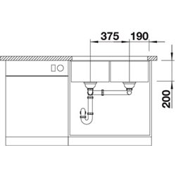 Evier Blanco Subline 350/350-U ref 523583 Café Cuve Double Bonde Manuelle