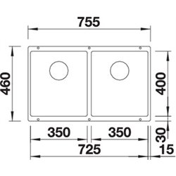 Evier Blanco Subline 350/350-U ref 523574 Anthracite Cuve Double Bonde Manuelle