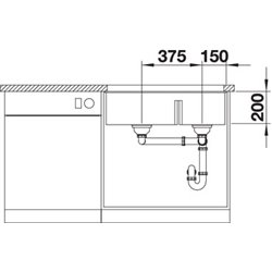 Evier Blanco Subline 430/270-U ref 523160 Café Cuve Double Bonde Manuelle