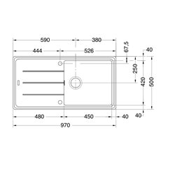 Basis Fragranit+ BFG611-97 462167 970x500 mm Onyx