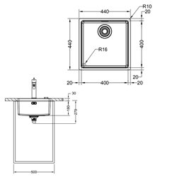 Maris Inox MRX110-40 471466 Vidage manuel 440x440 mm