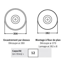 Vide déchets AEE 12/AEF 12 230028 Franke Vide déchets montage à fleur de plan