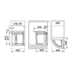 Sorter Pivot 160135 Franke Poubelle pivot angle