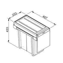 Cube 30, 015672 Poubelle 15 + 15 Litres