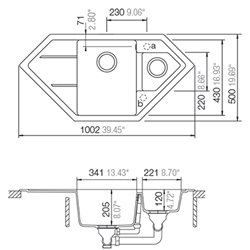 Signus EVC 22432, EVC22432 119 magma Evier angle