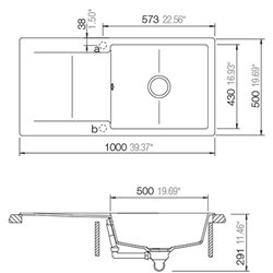 Epure, EV 28011 139 1 grand bac, 1 égouttoir Nero