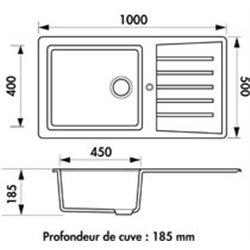 Slave EV 276, EV276VE 009 noir uni Evier à encastrer