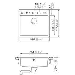 Evier malin EV 1000PC, EV1000PC 116 granit alpina