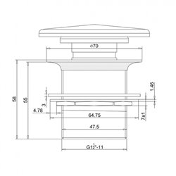 Bonde clic-clac à clapet de baignoire non encastrée avec bouchon finition Clearstone brillant CW2NCS