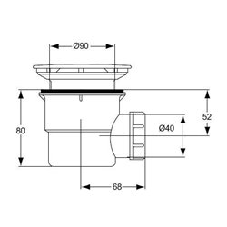 Bonde siphon  D5814AA, sortie  horizontale