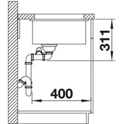 Subline 350/150-U Céramique 514522, Blanc cristal Grande cuve gauche