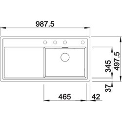 Zenar XL 6 S-F 523924 Blanco, Anthracite Egouttoir gauche
