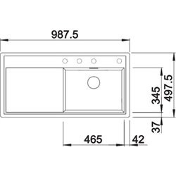 Zenar XL 6 S-F 523902 Blanco, Anthracite Egouttoir droite