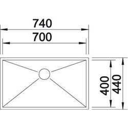 Zerox 700-U Steelart 521593, Inox Evier sous plan