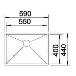 Zerox 550-U Steelart 521591, Inox Evier sous plan