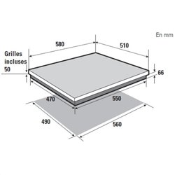 Table de cuisson mixte Gaz/Induction - Induction : 2 foyers Ø 18 cm 2,8 kW BPI6414BM