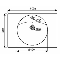 Préciosa 00161200000, Plan de toilette 80 cm avec trop plein