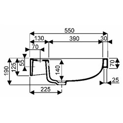 Préciosa 00160200000, Plan de toilette 60 cm avec trop plein